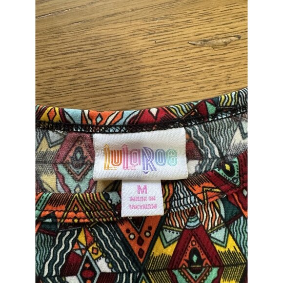 LulaRoe Aztec Midi Dress Size Medium Short Sleeve Stretch Colorful Artsy Classic - Picture 3 of 9